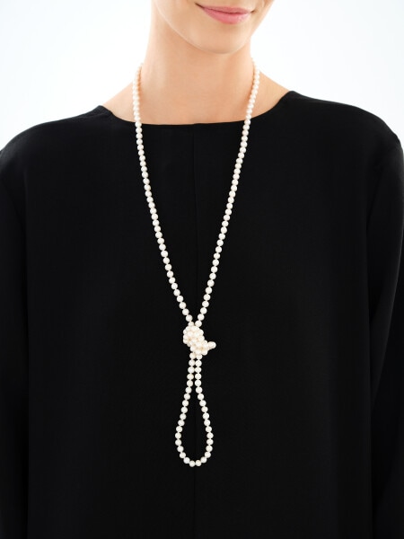 Rhodium Plated Silver Necklace with Pearl