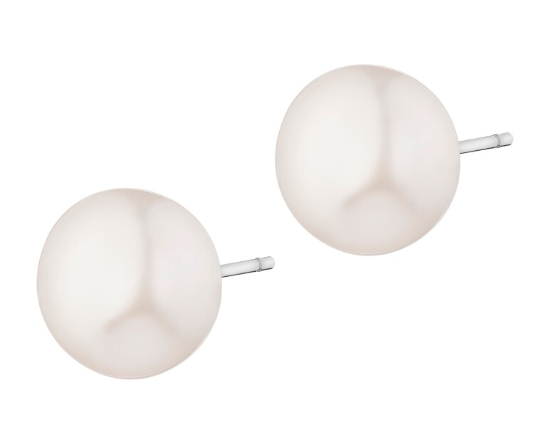 Rhodium Plated Silver Earrings with Pearl