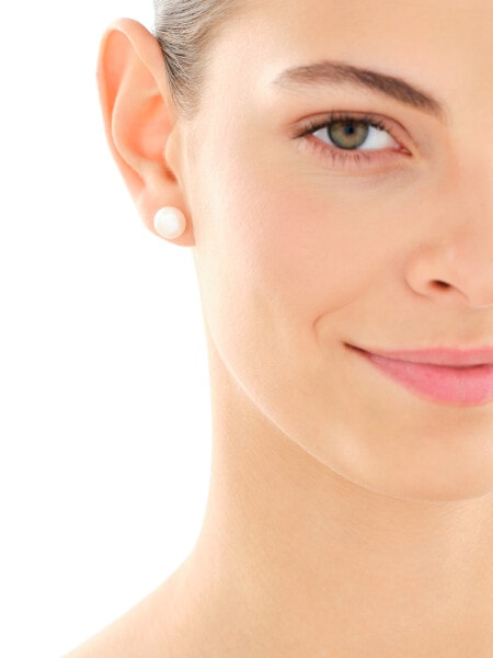 Rhodium Plated Silver Earrings with Pearl