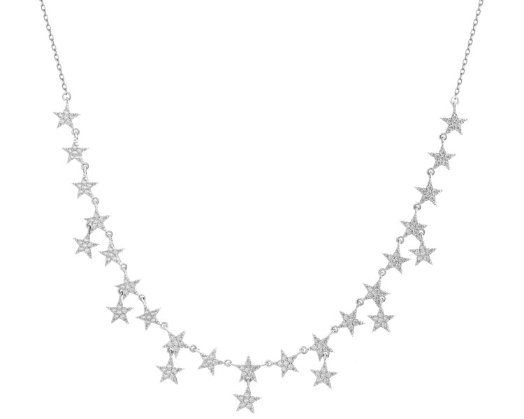 Rhodium Plated Silver Necklace with Cubic Zirconia