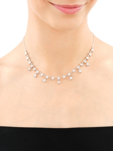 Rhodium Plated Silver Necklace with Cubic Zirconia