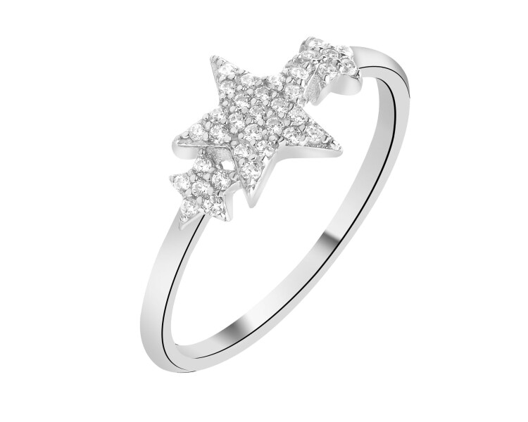 Rhodium Plated Silver Ring with Cubic Zirconia