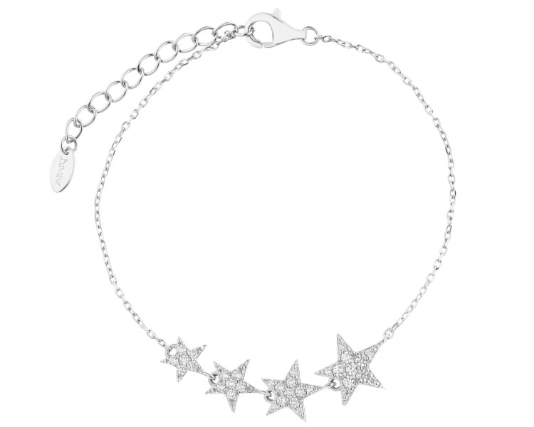 Rhodium Plated Silver Bracelet with Cubic Zirconia