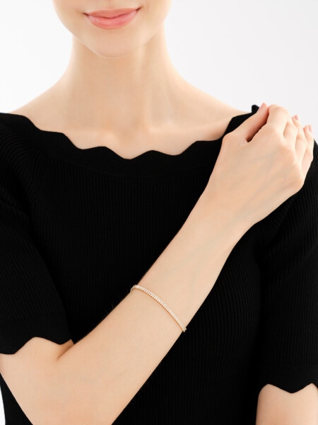 Gold-Plated Brass Bracelet with Glass