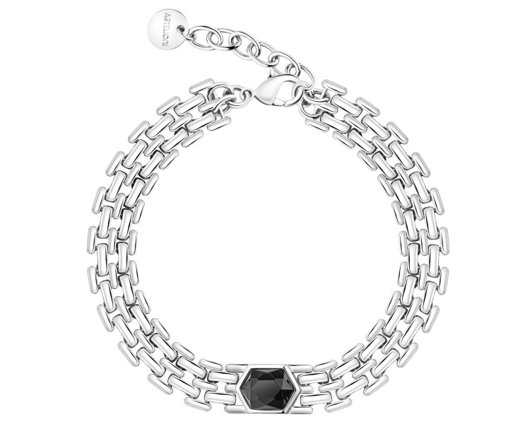 Bransoletka z mosiądzu rodowana z agatem