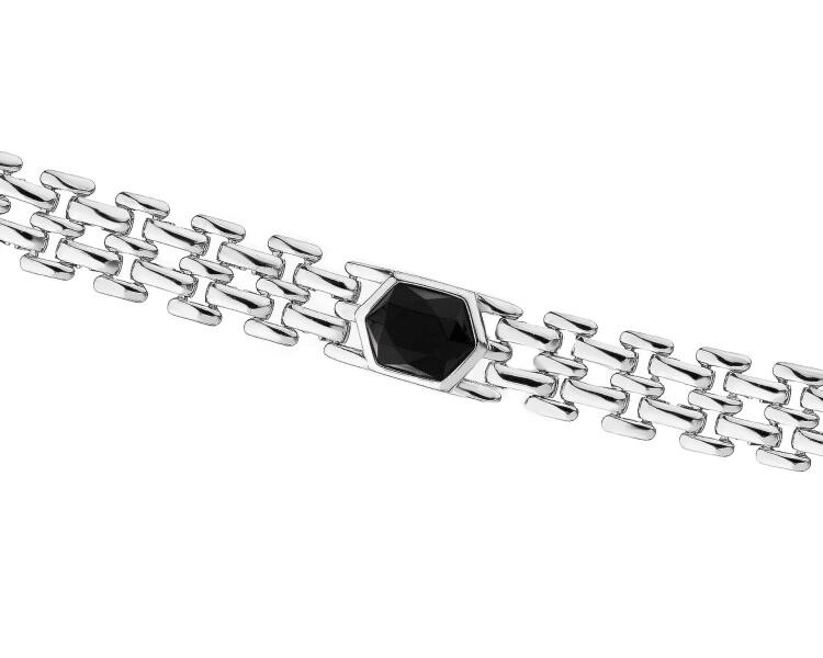 Bransoletka z mosiądzu rodowana z agatem