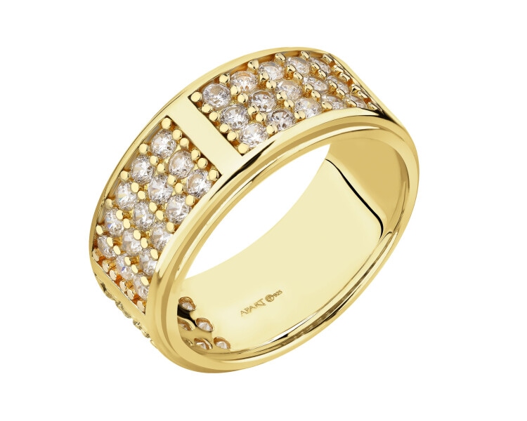 Gold-Plated Silver Band Ring with Cubic Zirconia
