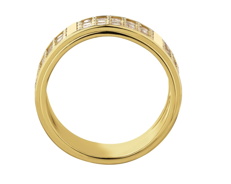 Gold-Plated Silver Band Ring with Cubic Zirconia