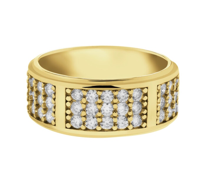 Gold-Plated Silver Band Ring with Cubic Zirconia