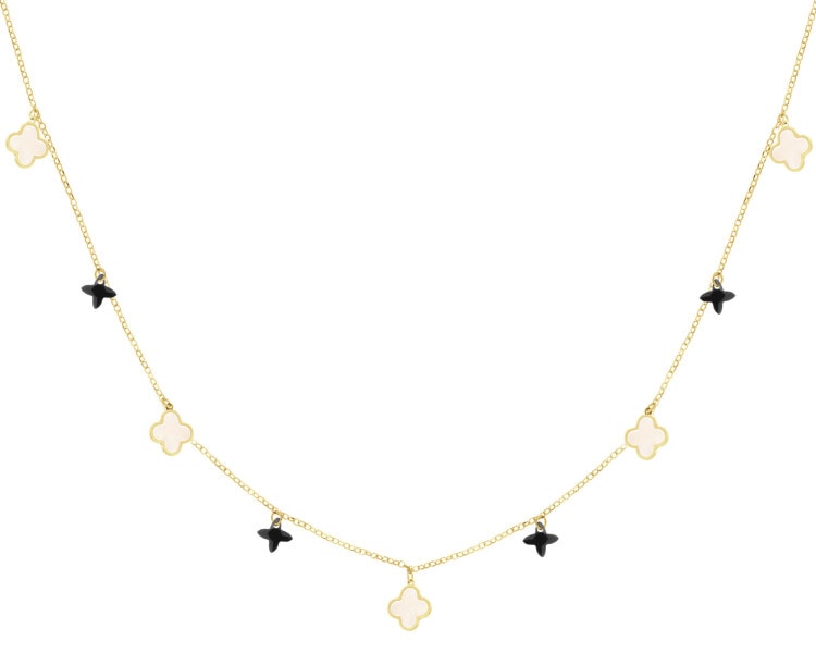 14 K Yellow Gold Necklace with Synthetic Onyx