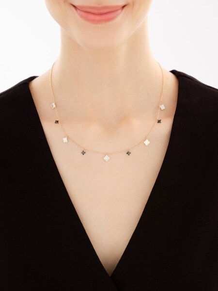 14 K Yellow Gold Necklace with Synthetic Onyx