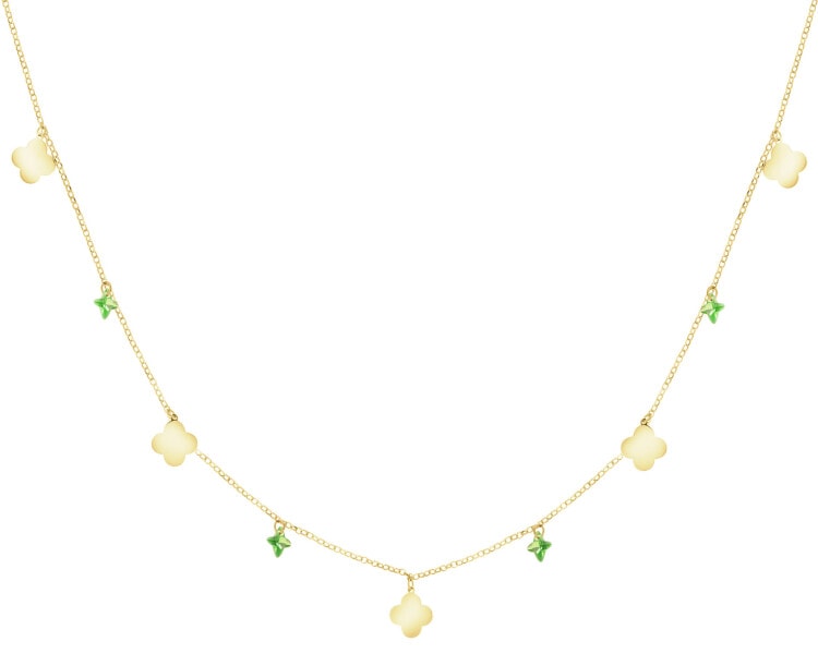 14 K Yellow Gold Necklace with Cubic Zirconia