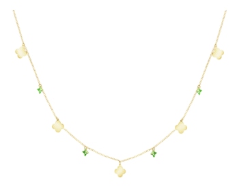 Zlatý náhrdelník se zirkony - čtyřlístky