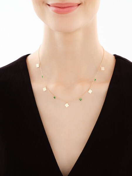 14 K Yellow Gold Necklace with Cubic Zirconia