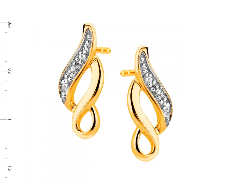 Yellow gold earrings with diamonds 0,008 ct - fineness 9 K