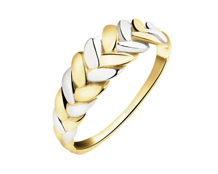 9 K Rhodium-Plated Yellow Gold Band Ring 