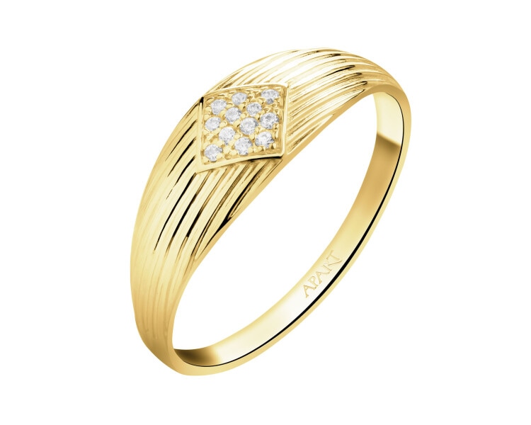 8 K Yellow Gold Band Ring with Cubic Zirconia