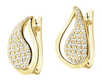 8 K Yellow Gold Earrings with Cubic Zirconia