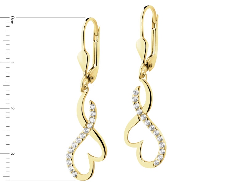9 K Yellow Gold Dangling Earring with Cubic Zirconia