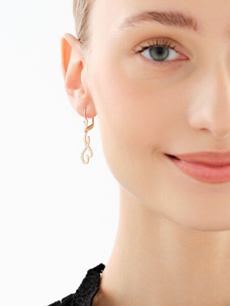 9 K Yellow Gold Dangling Earring with Cubic Zirconia