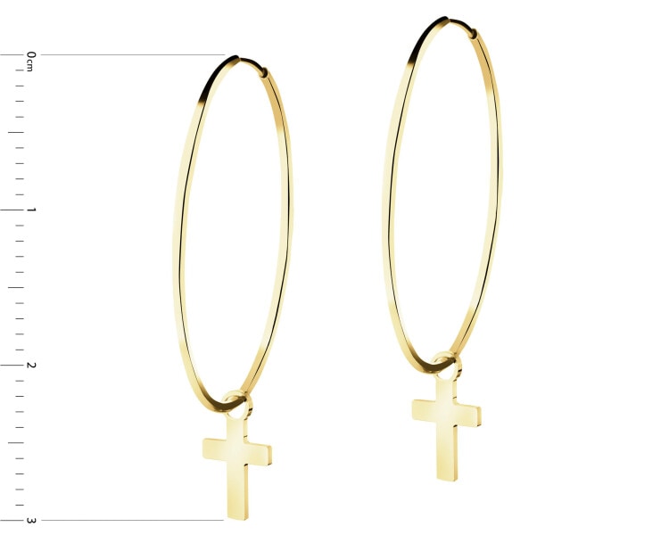 Złote kolczyki - koła, krzyże