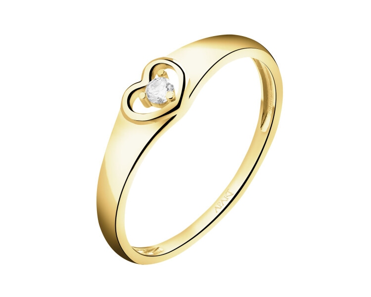 Złoty pierścionek z cyrkonią - serce