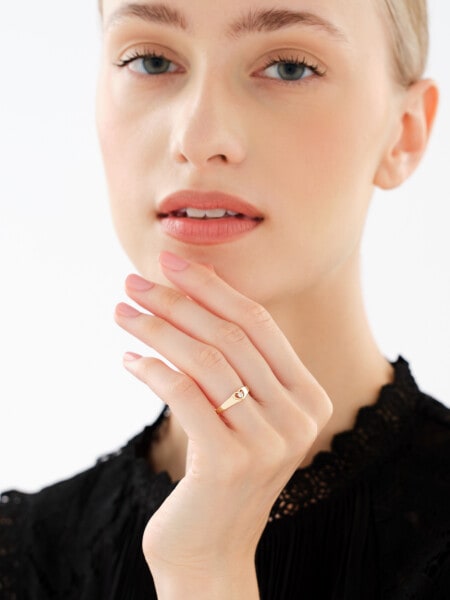 Złoty pierścionek z cyrkonią - serce