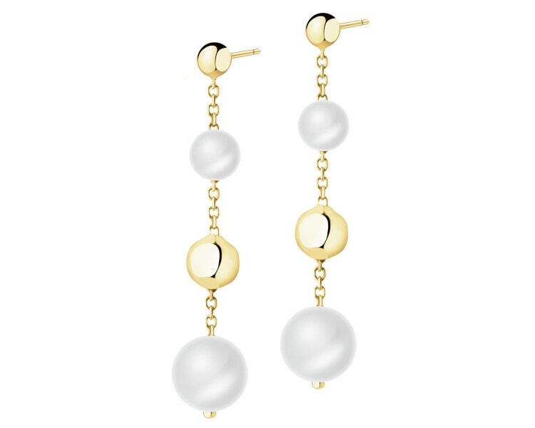 14 K Yellow Gold Dangling Earring with Pearl