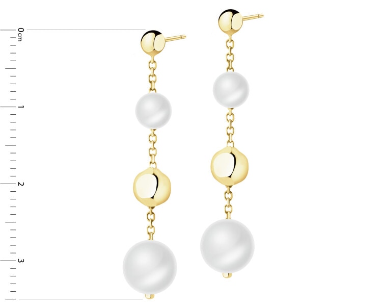 14 K Yellow Gold Dangling Earring with Pearl