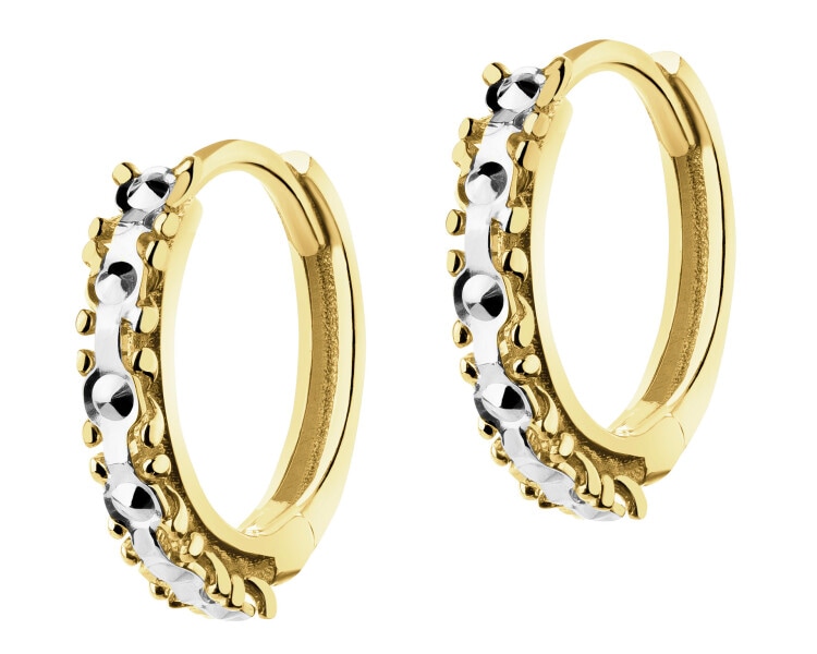 9 K Rhodium-Plated Yellow Gold Hoop Earring 