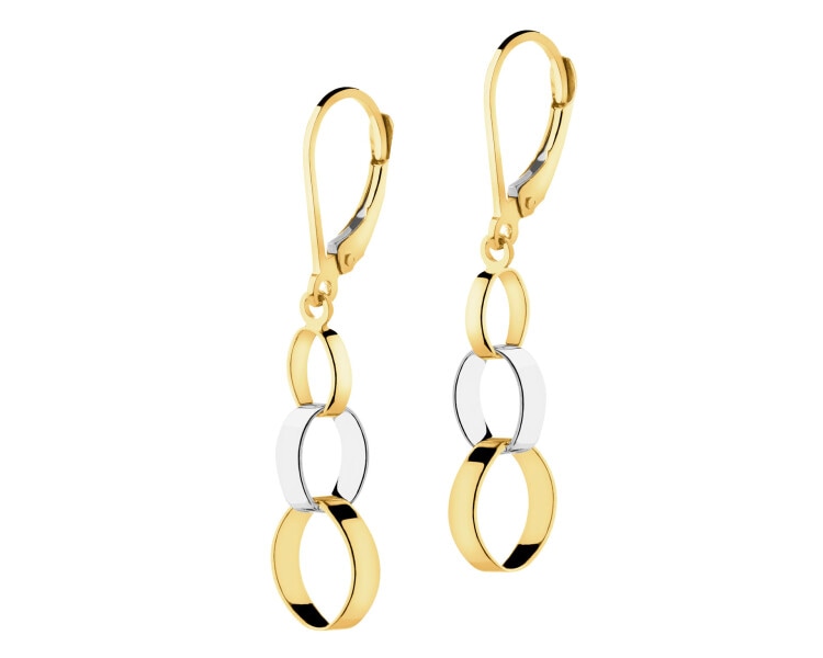 375 Yellow And White Gold Plated Dangling Earring 