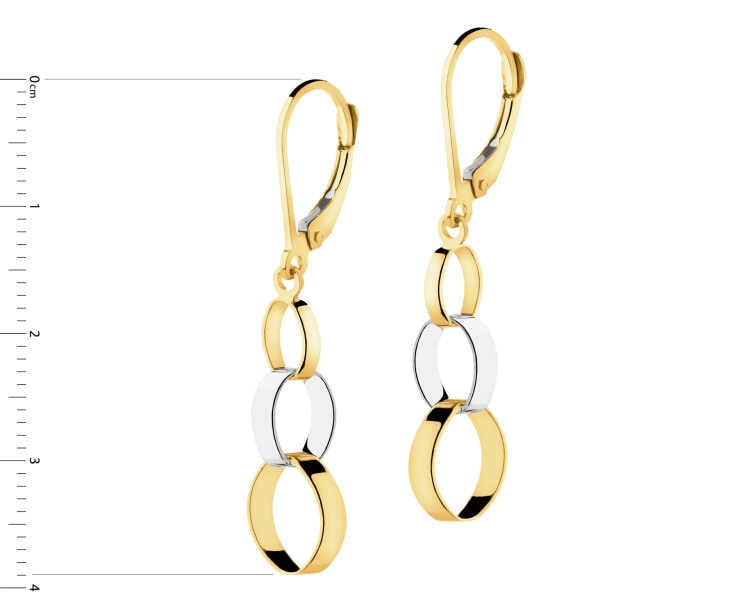 375 Yellow And White Gold Plated Dangling Earring 