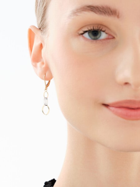 375 Yellow And White Gold Plated Dangling Earring 