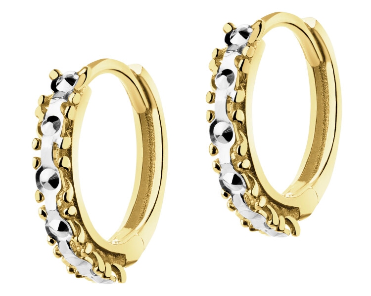 9 K Rhodium-Plated Yellow Gold Hoop Earring 