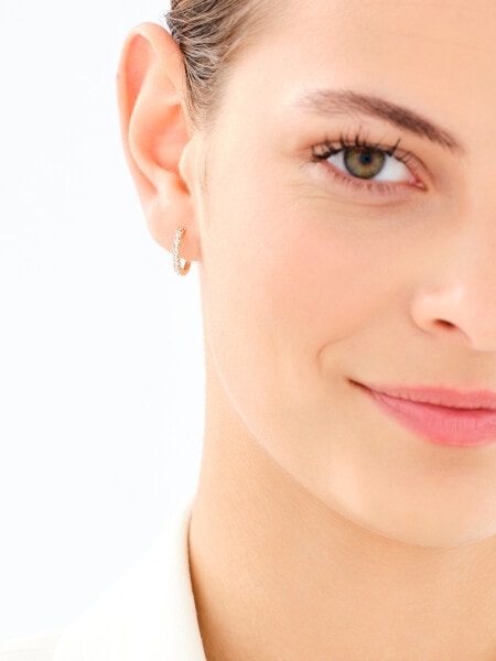 9 K Rhodium-Plated Yellow Gold Hoop Earring 