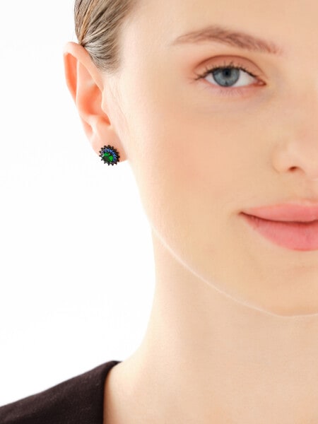 Kolczyki srebrne z cyrkoniami - rozety