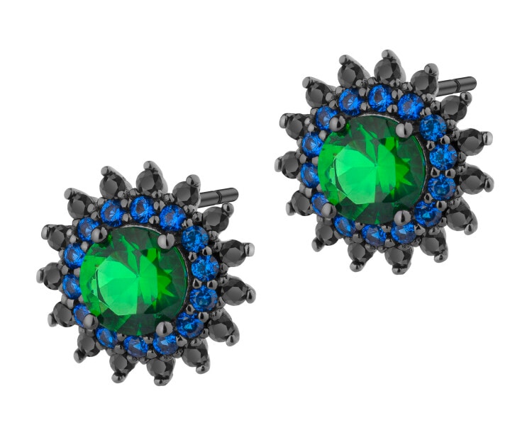 Kolczyki srebrne z cyrkoniami - rozety