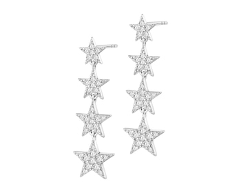 Rhodium Plated Silver Dangling Earring with Cubic Zirconia