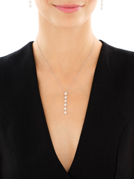 Rhodium Plated Silver Pendant with Cubic Zirconia