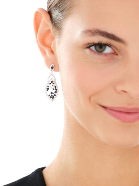 Rhodium Plated Silver Dangling Earring with Cubic Zirconia