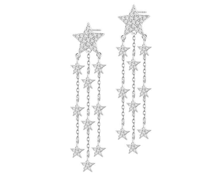 Stříbrné náušnice se zirkony - hvězdy