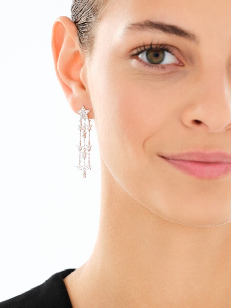 Stříbrné náušnice se zirkony - hvězdy