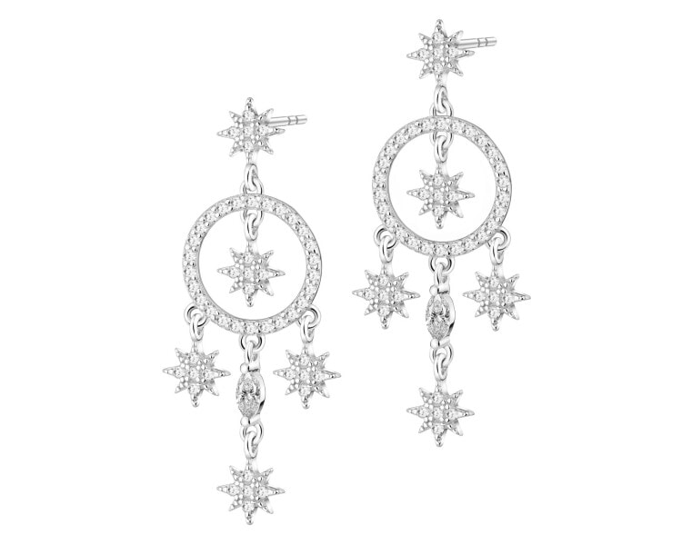 Stříbrné náušnice se zirkony - hvězdy