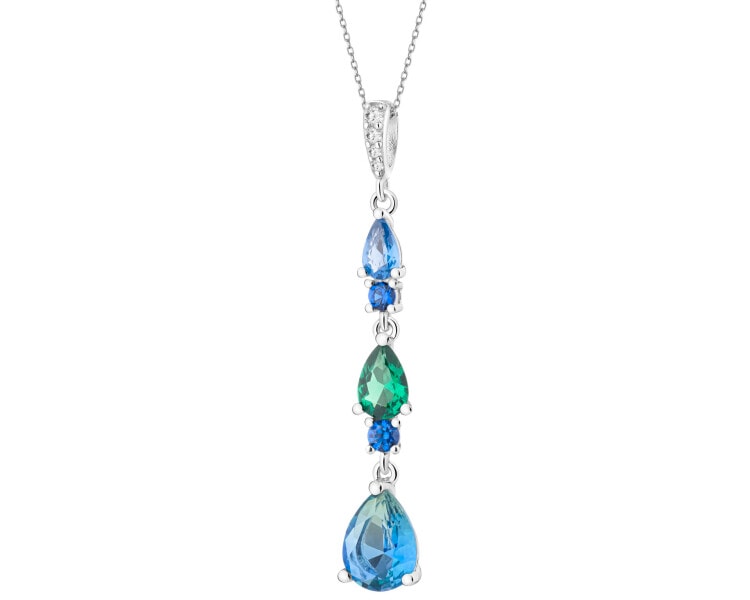 Rhodium Plated Silver Pendant with Cubic Zirconia