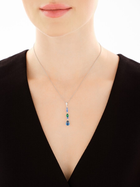 Rhodium Plated Silver Pendant with Cubic Zirconia