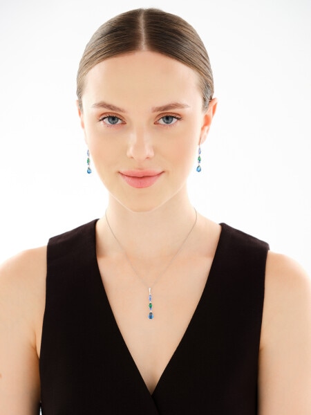 Rhodium Plated Silver Pendant with Cubic Zirconia