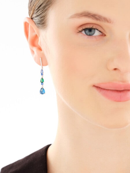 Stříbrné náušnice se zirkony a broušeným sklem