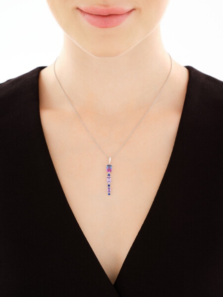 Zawieszka srebrna z cyrkoniami i szlifowanym szkłem