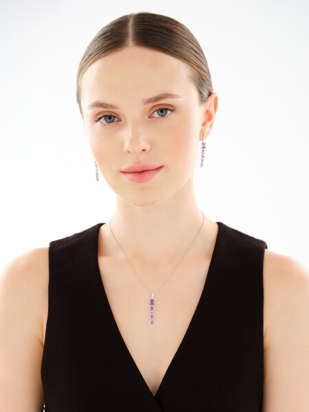 Zawieszka srebrna z cyrkoniami i szlifowanym szkłem