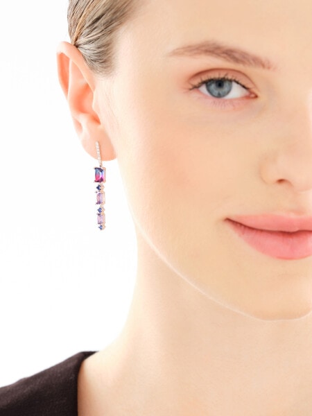 Stříbrné náušnice se zirkony a broušeným sklem